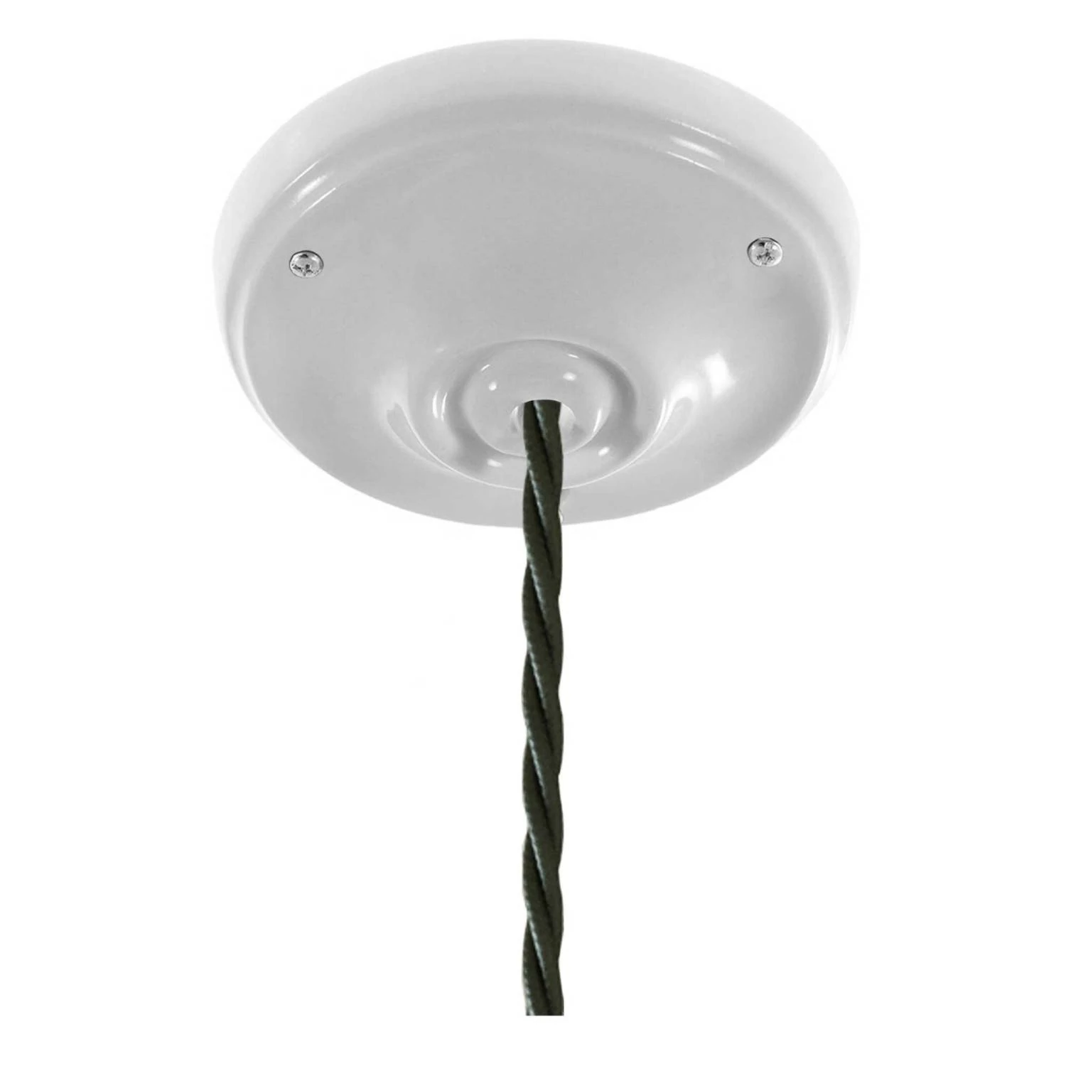 Lámpara de suspensión con cable textil trenzado y acabados de porcelana - estilo Cottage