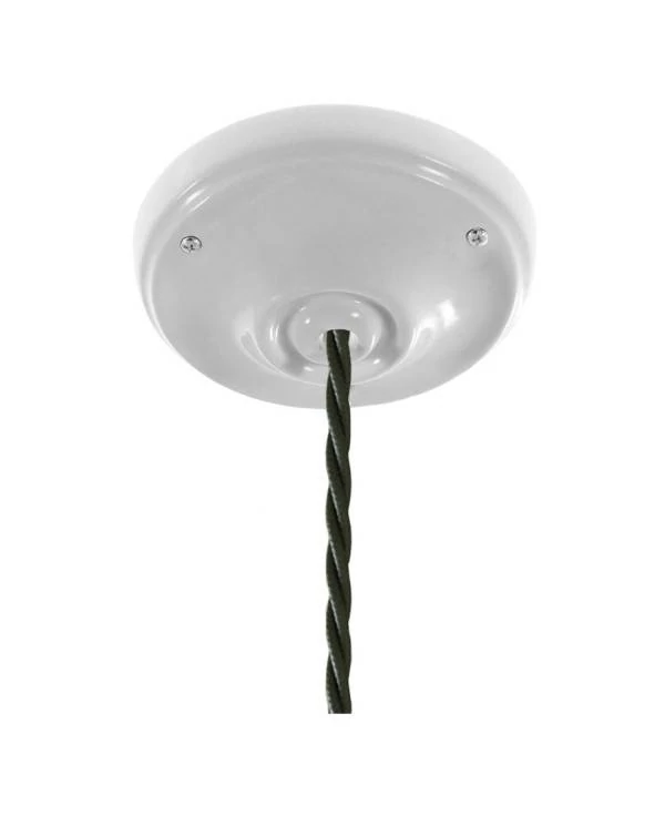 Lámpara de suspensión con cable textil trenzado y acabados de porcelana - estilo Cottage