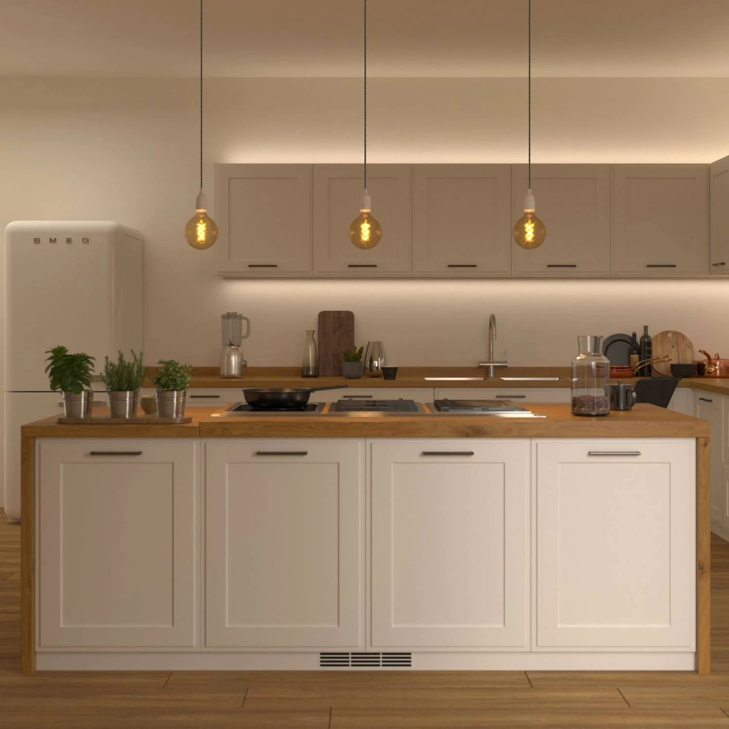 Lámpara de suspensión con cable textil trenzado y acabados de porcelana - estilo Cottage