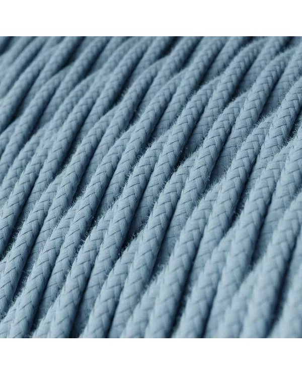 Lámpara de suspensión con cable textil trenzado y acabados de porcelana - estilo Cottage