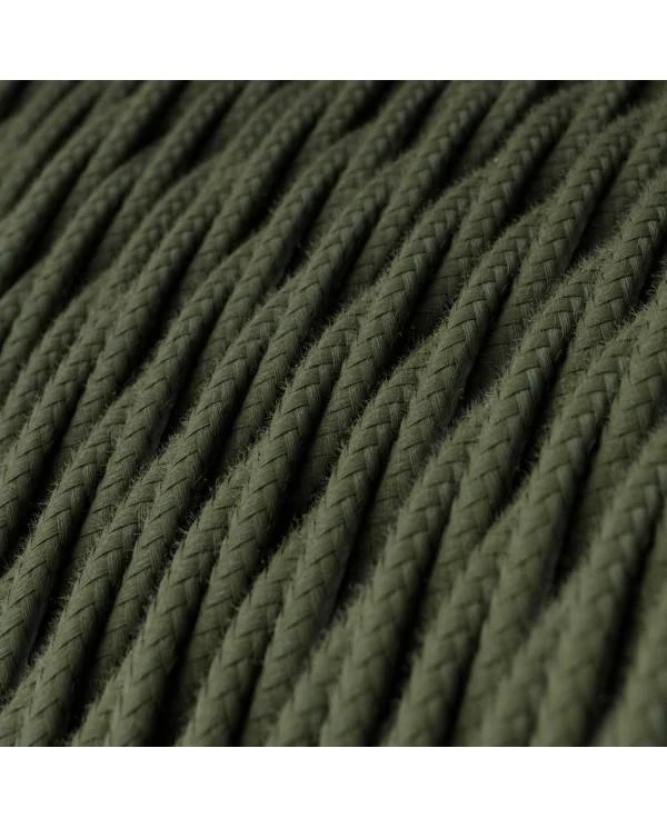 Lámpara de suspensión con cable textil trenzado y acabados de porcelana - estilo Cottage