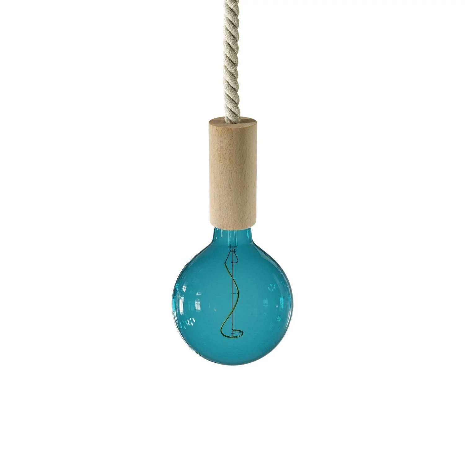 Lámpara de madera con cordón náutico - Made in Italy