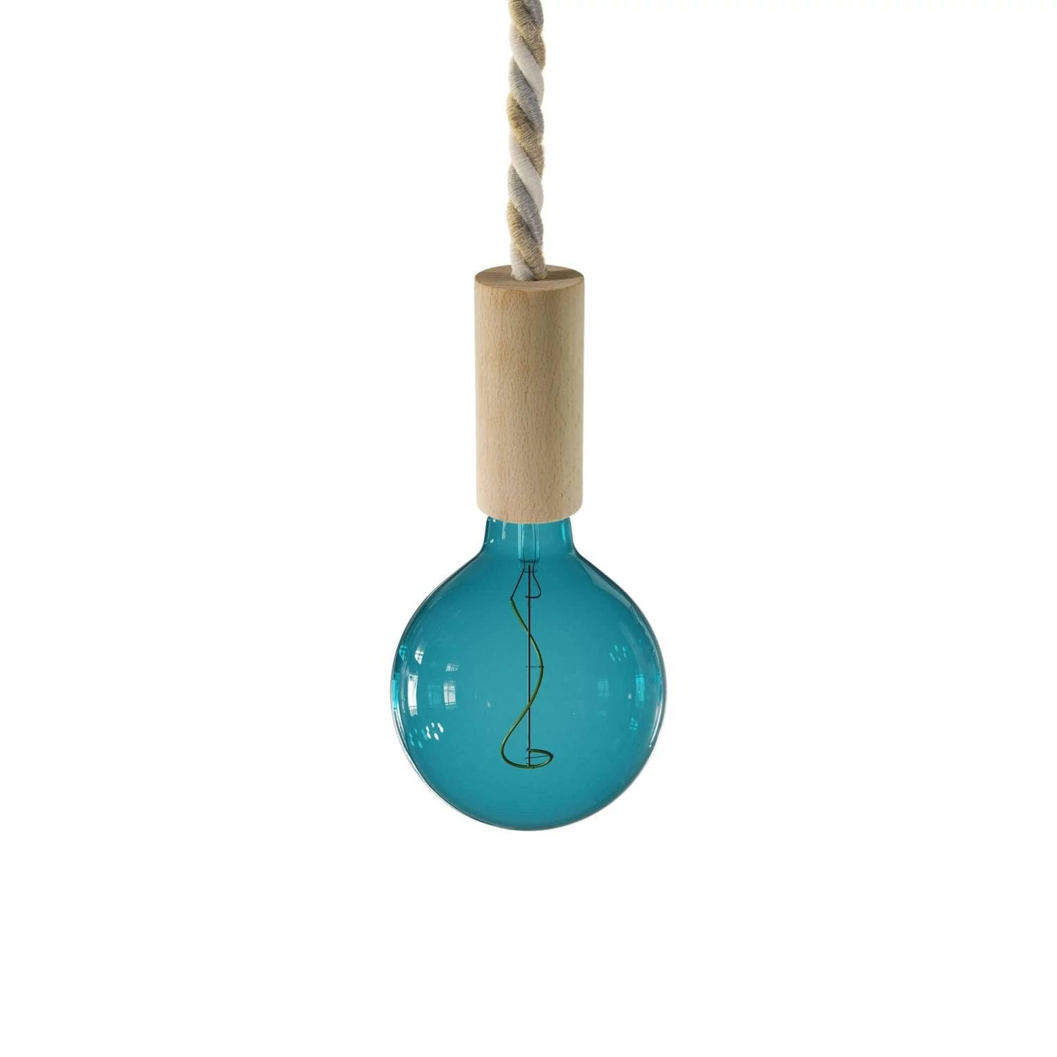 Lámpara de madera con cordón náutico - Made in Italy