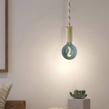 Lámpara de madera con cordón náutico - Made in Italy