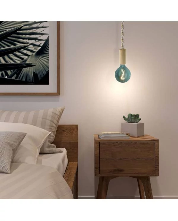 Lámpara de madera con cordón náutico - Made in Italy