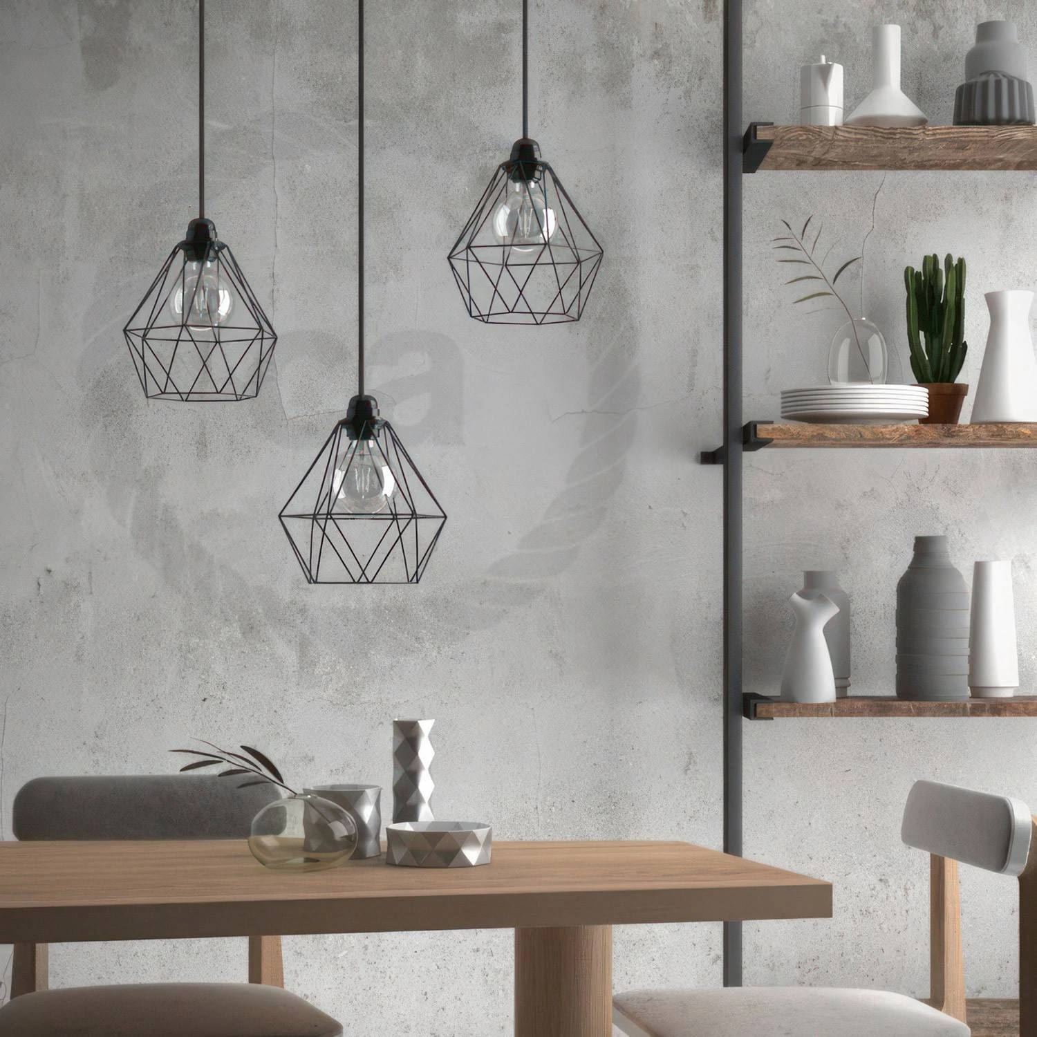 Lámpara estilo indutrial con pantalla jaula Diamond