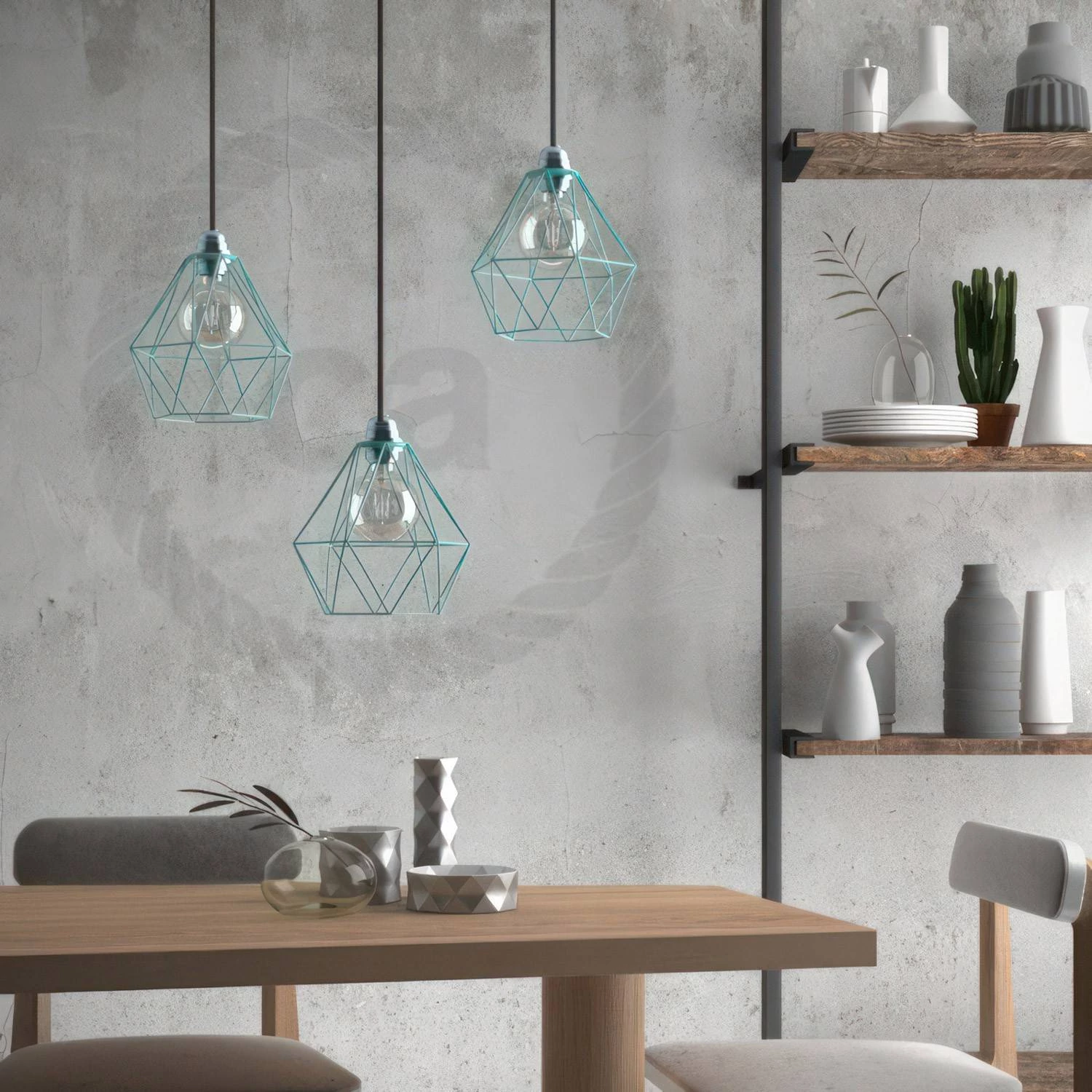 Lámpara estilo indutrial con pantalla jaula Diamond