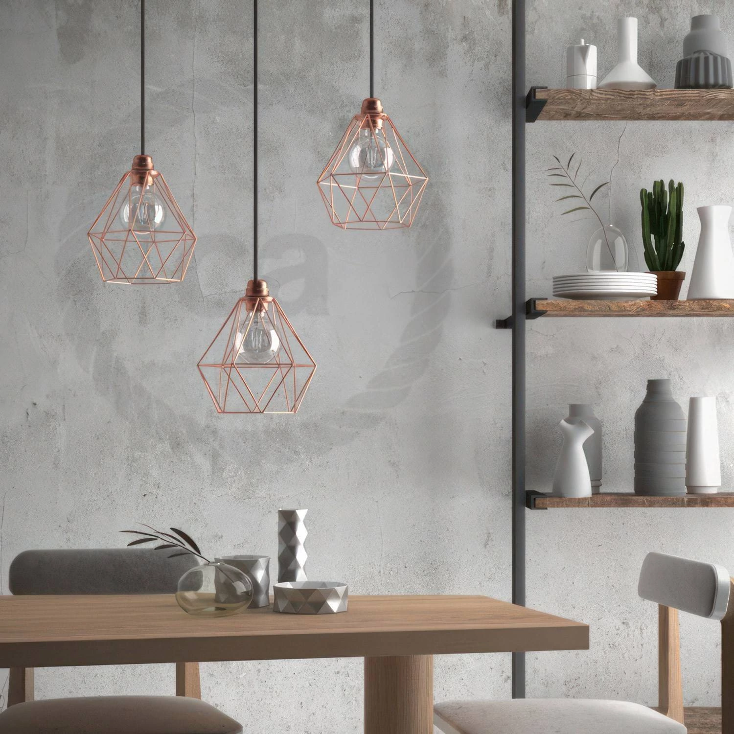 Lámpara estilo indutrial con pantalla jaula Diamond