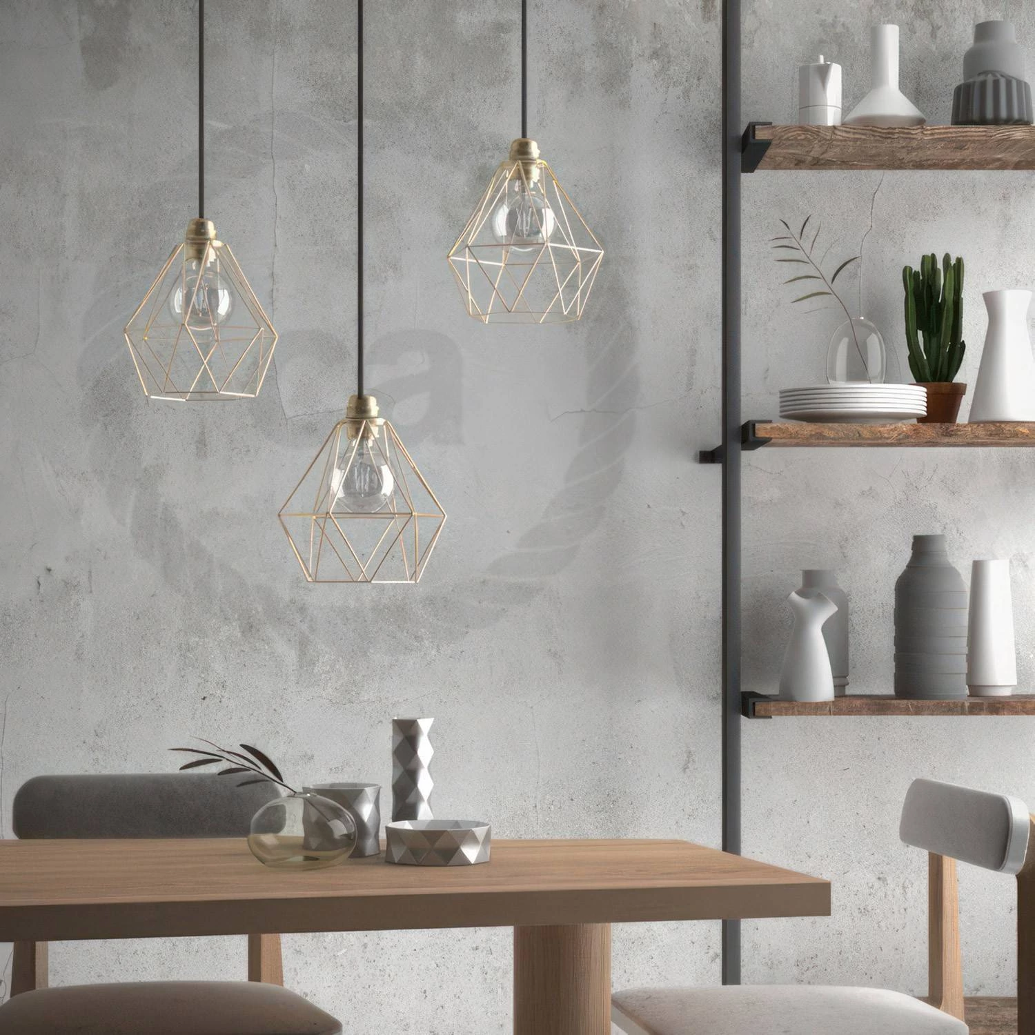 Lámpara estilo indutrial con pantalla jaula Diamond