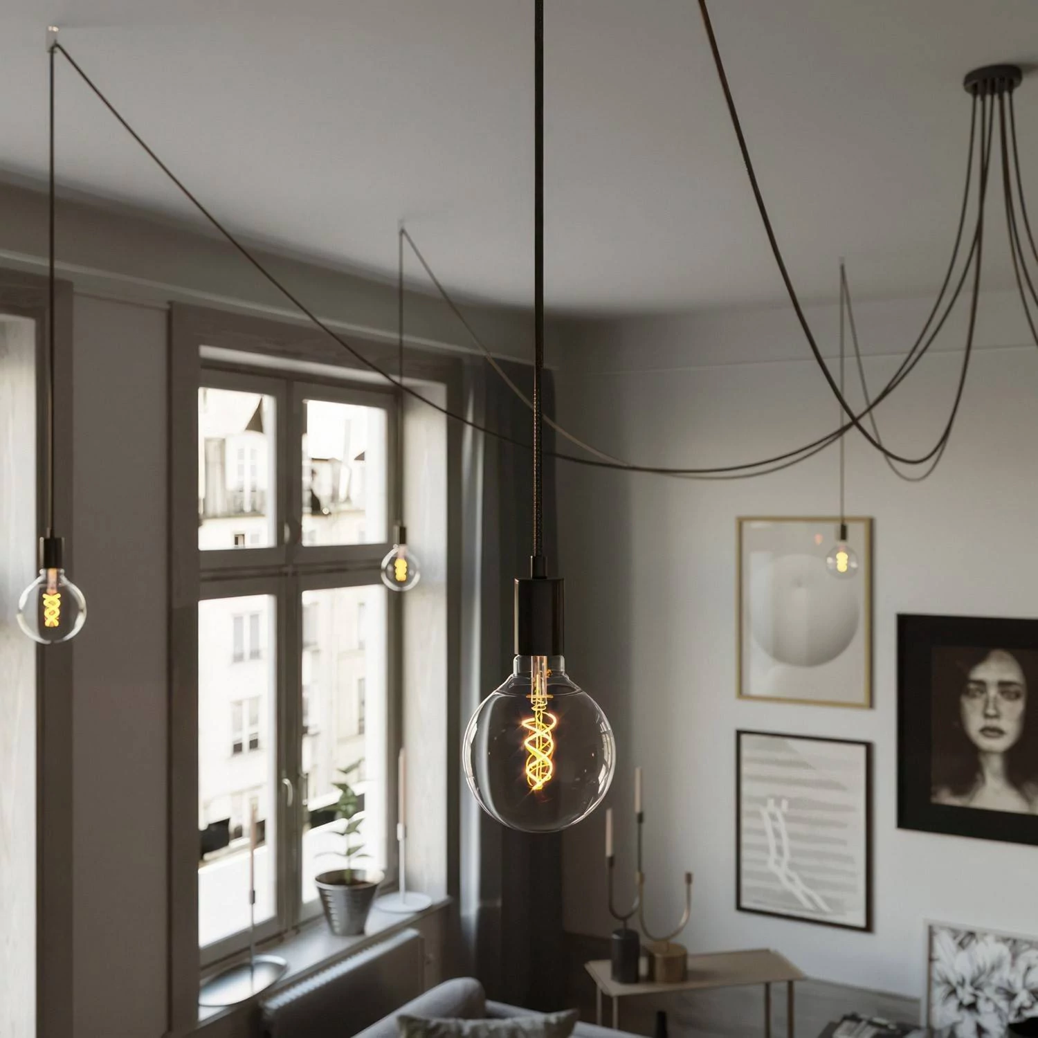 Suspensión de techo: araña de 7 caídas - Creative Cables