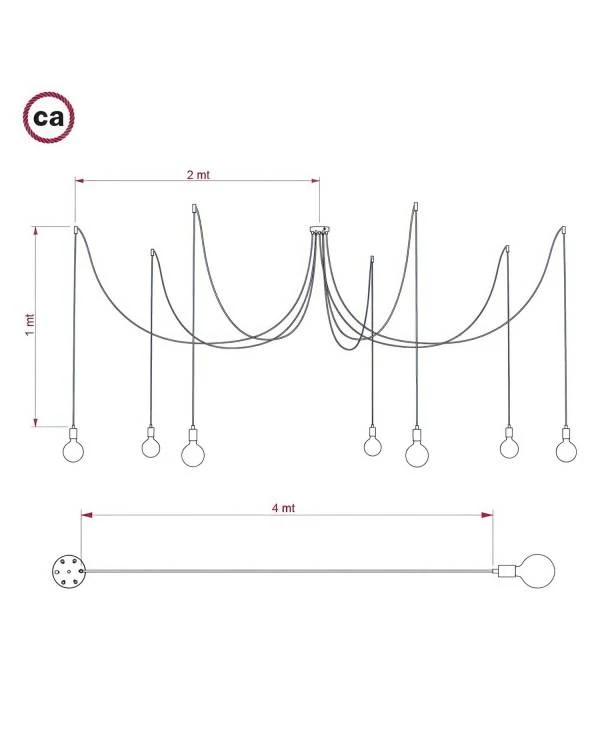 Suspensión de techo: araña de 7 caídas - Creative Cables
