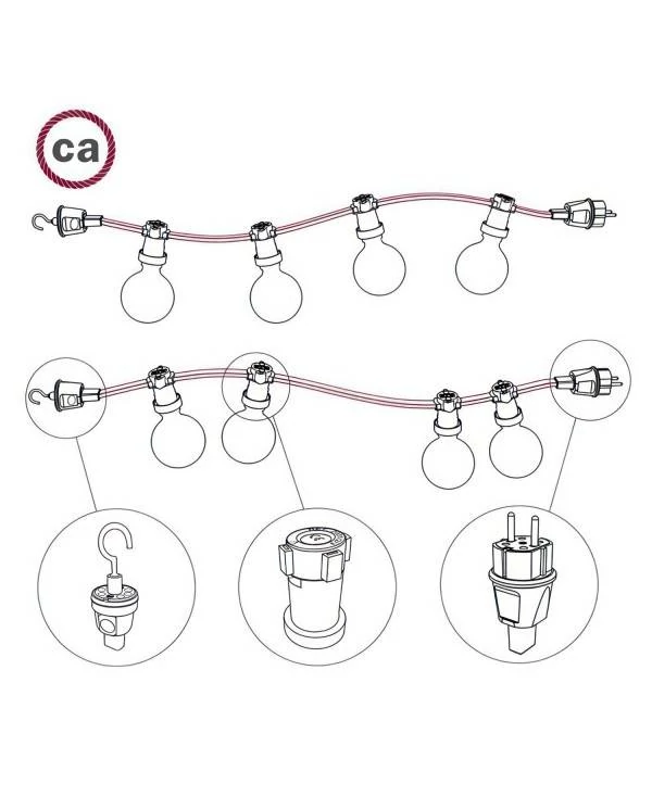 Cable eléctrico para guirnalda Vértigo en Algodón Negro  Mélange