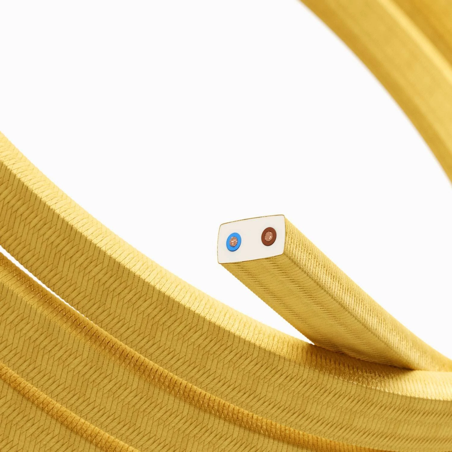 Cable eléctrico para guirnalda en tejido Efecto Seda Amarillo CM10