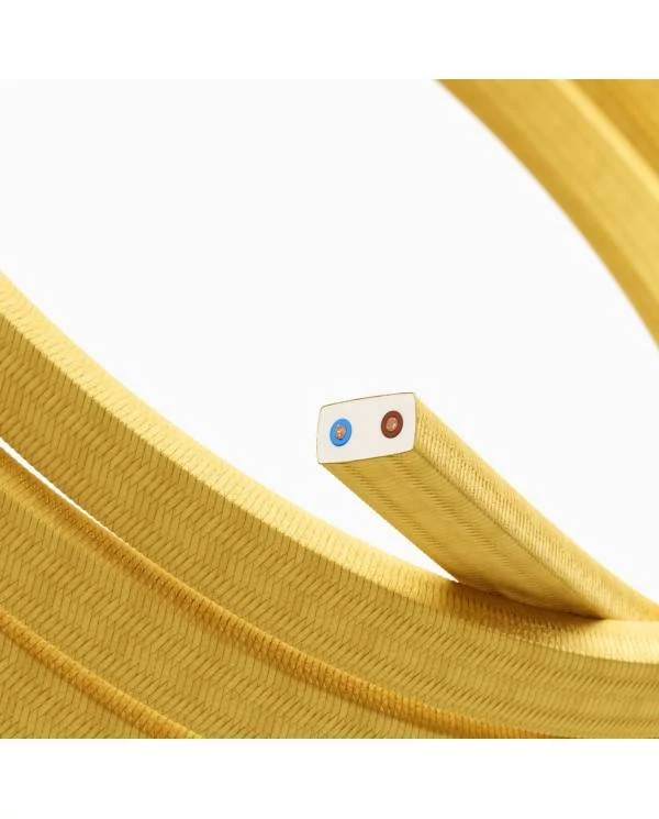 Cable eléctrico para guirnalda en tejido Efecto Seda Amarillo CM10