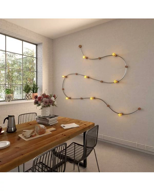 Cable eléctrico para guirnalda en tejido Efecto Seda Amarillo CM10