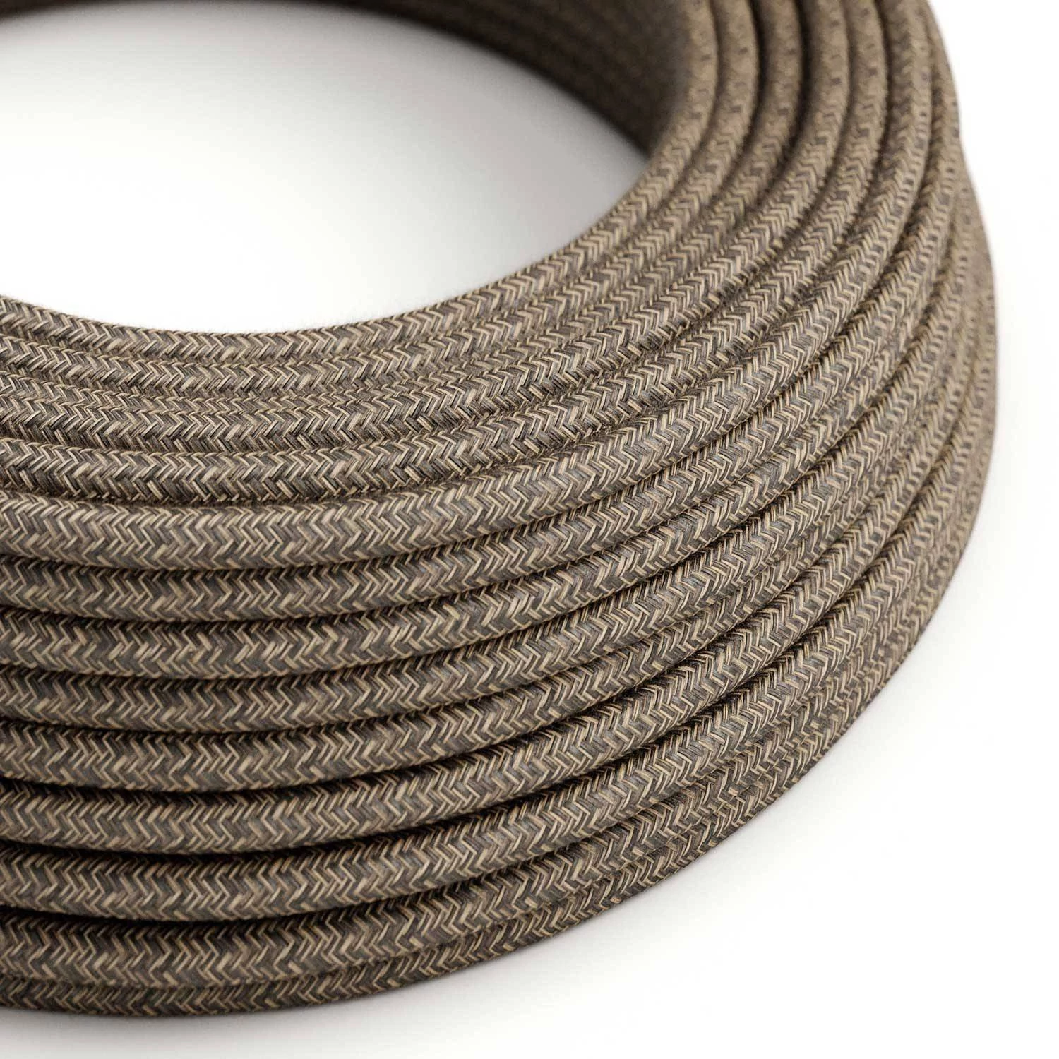 Cable eléctrico revestido en lino marrón resistente a los rayos UV