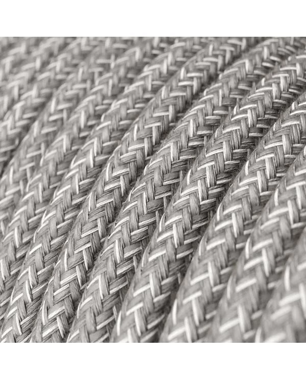 Cable eléctrico revestido en lino natural gris resistente a los rayos UV