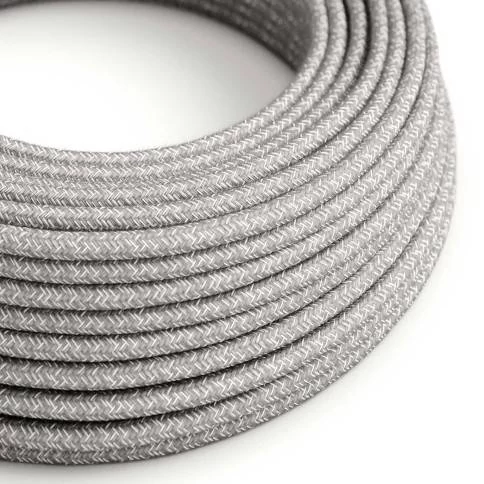 Cable eléctrico revestido en lino natural gris resistente a los rayos UV