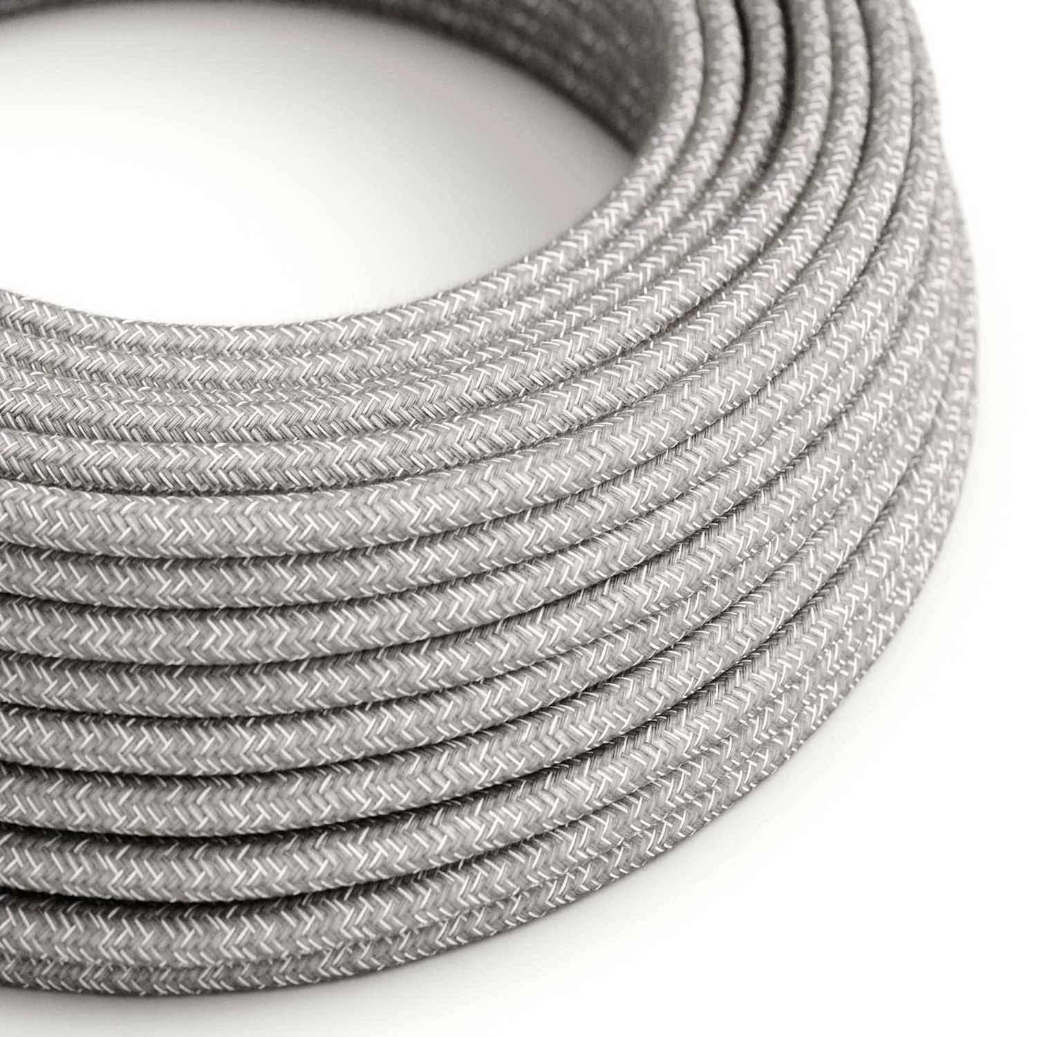 Cable eléctrico revestido en lino natural gris resistente a los rayos UV