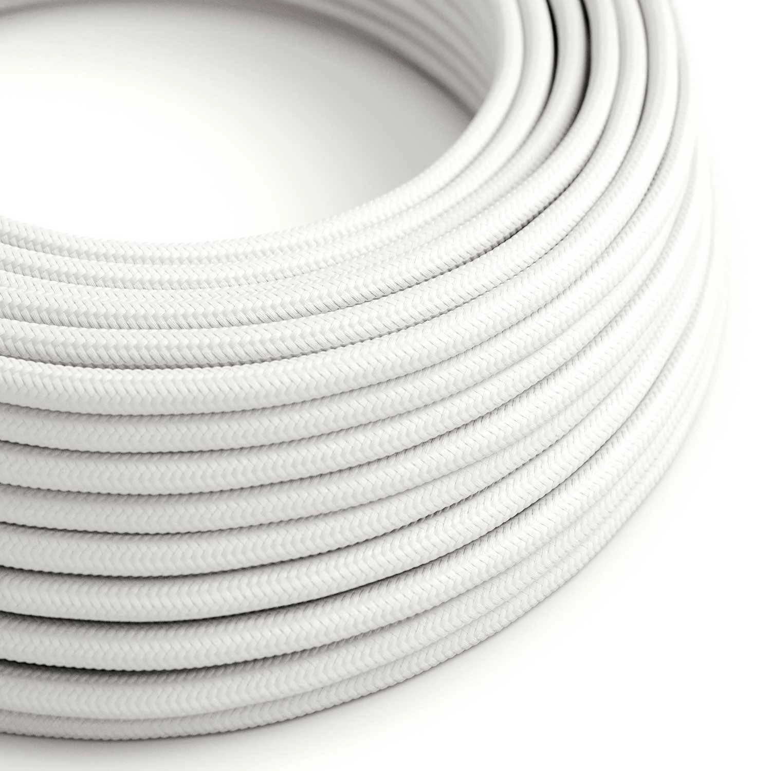 Cable eléctrico revestido en tela blanca resistente a los rayos UV