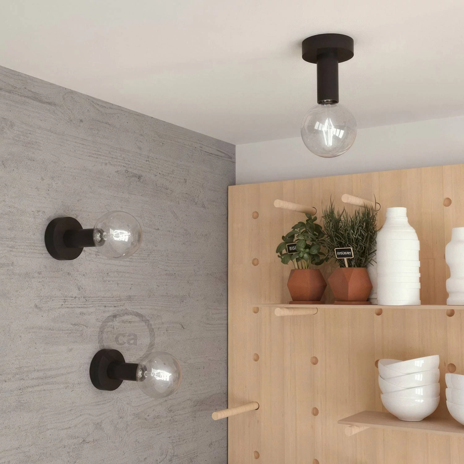 Fermaluce Wood M, foco en madera a pared o techo