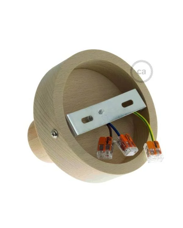 Fermaluce Wood S, punto luce in legno naturale
