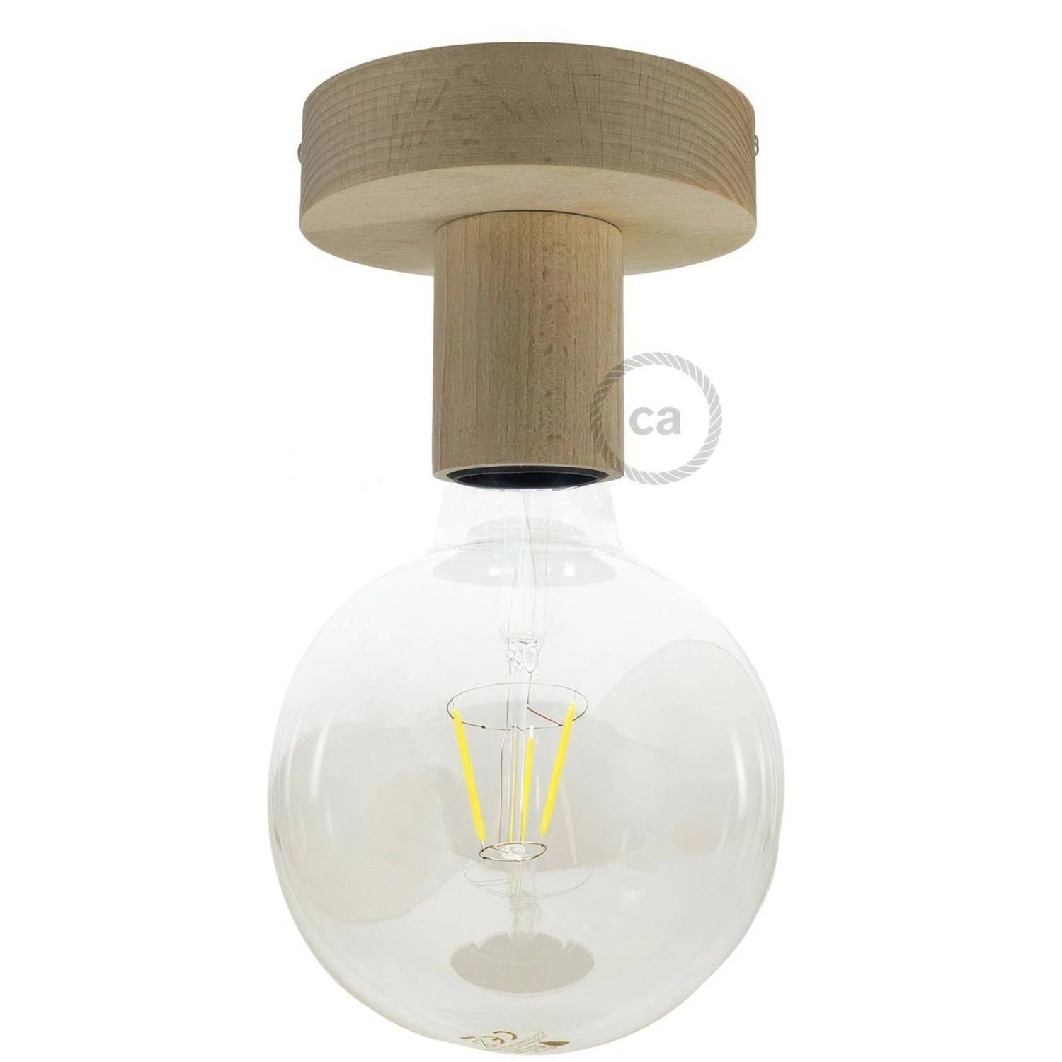 Fermaluce Wood S, punto luce in legno naturale