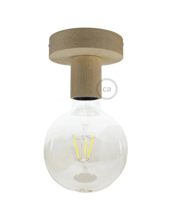 Fermaluce Wood S, punto luce in legno naturale