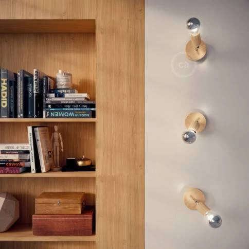 Fermaluce Wood 90°, punto luce in legno naturale