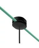 Rosetón ovalado de madera con un agujero central y 2 agujeros laterales por cable para guirnalda y sistema Filé. Hecho en Italia