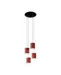 Lámpara colgante de 4 caídas con XXL Round Rose-One 400 mm completo con cable textil y pantalla en tejido Cilindro
