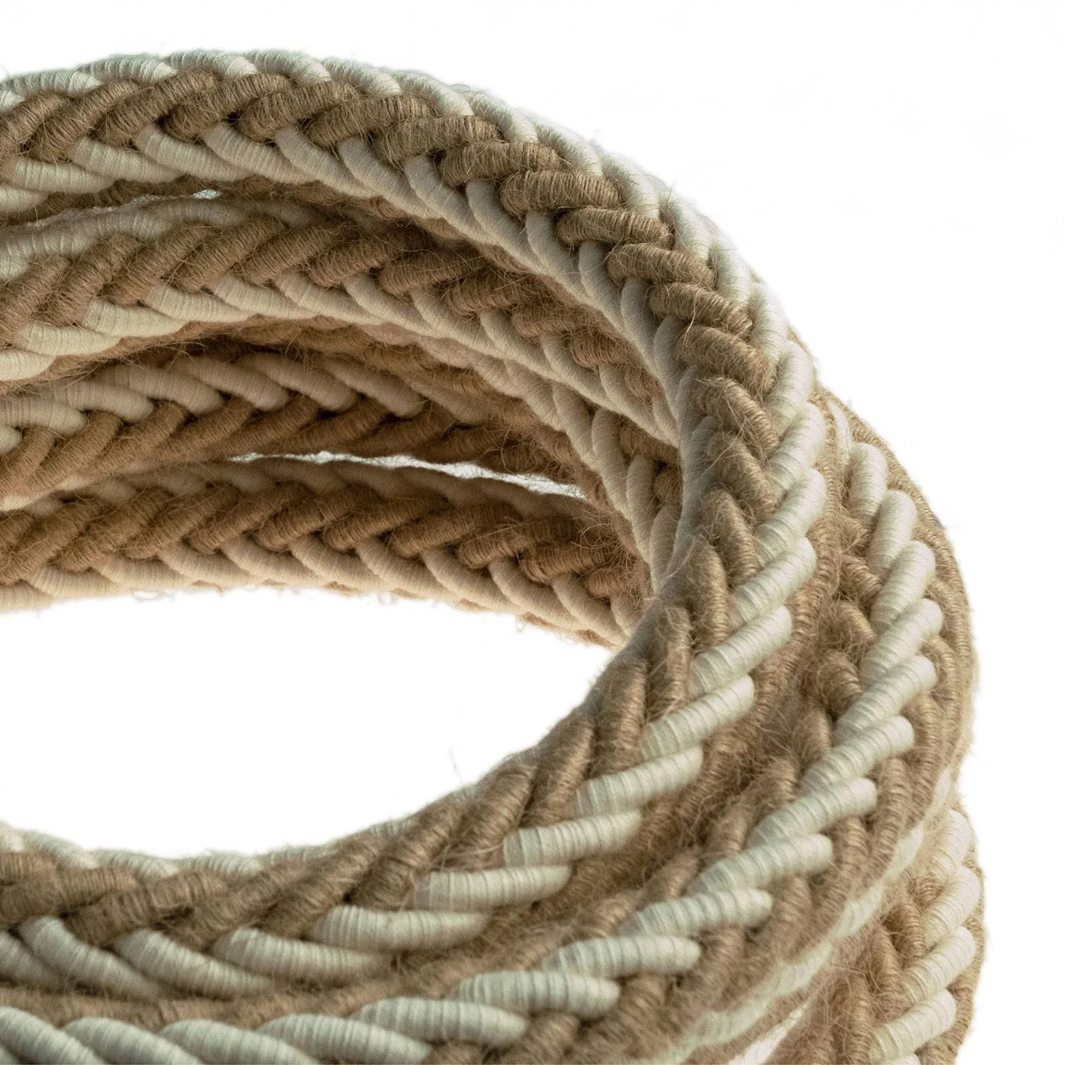 Cordón trenzado en Yute y Algodón blanco crudo 2XL, cable 2x0,76