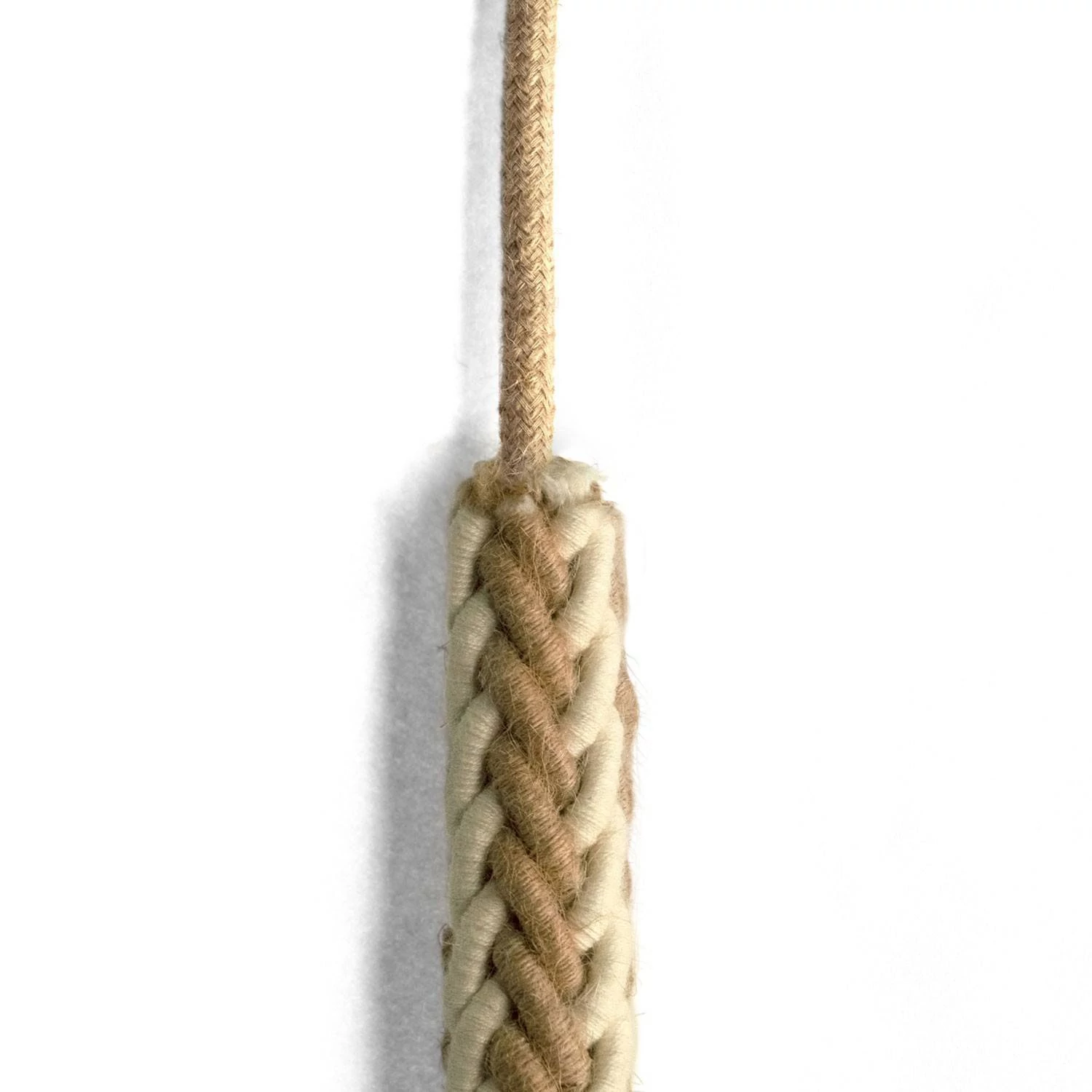 Cordón trenzado en Yute y Algodón blanco crudo 2XL, cable 2x0,76