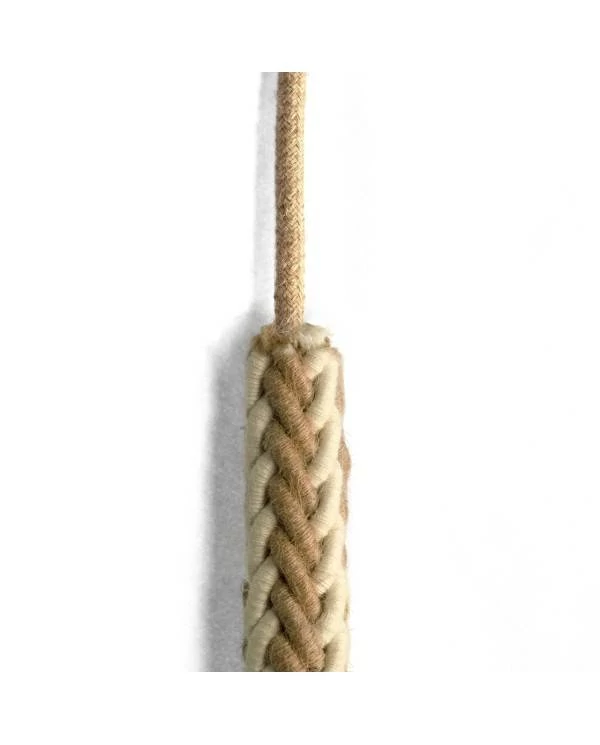 Cordón trenzado en Yute y Algodón blanco crudo 2XL, cable 2x0,76