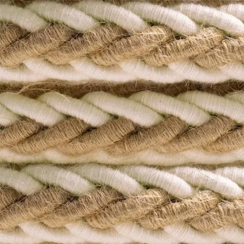 Cordón trenzado en Yute y Algodón blanco crudo 2XL, cable 2x0,76