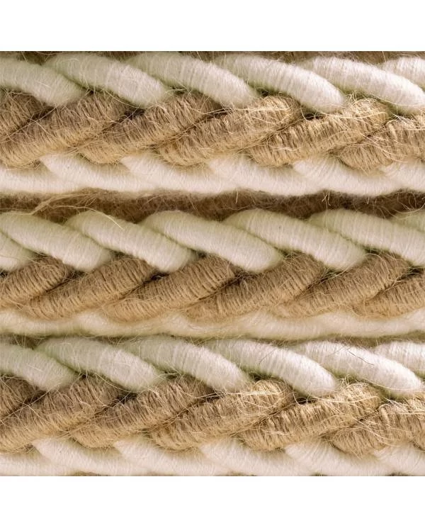 Cordón trenzado en Yute y Algodón blanco crudo 2XL, cable 2x0,76