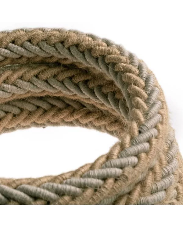 Cordón trenzado en Yute y Lino grs natural 2XL, cable 2x0,77