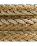 Cordón 2XL trenzado en Yute y Lino gris natural, cable eléctrico 2x0,75. Diámetro de 24 mm