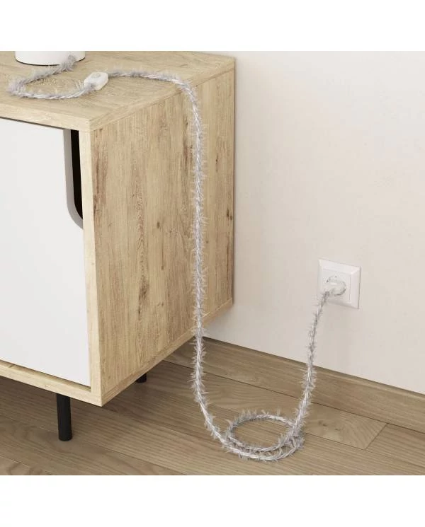 Cable eléctrico trenzado efecto peludo blanco Marlene