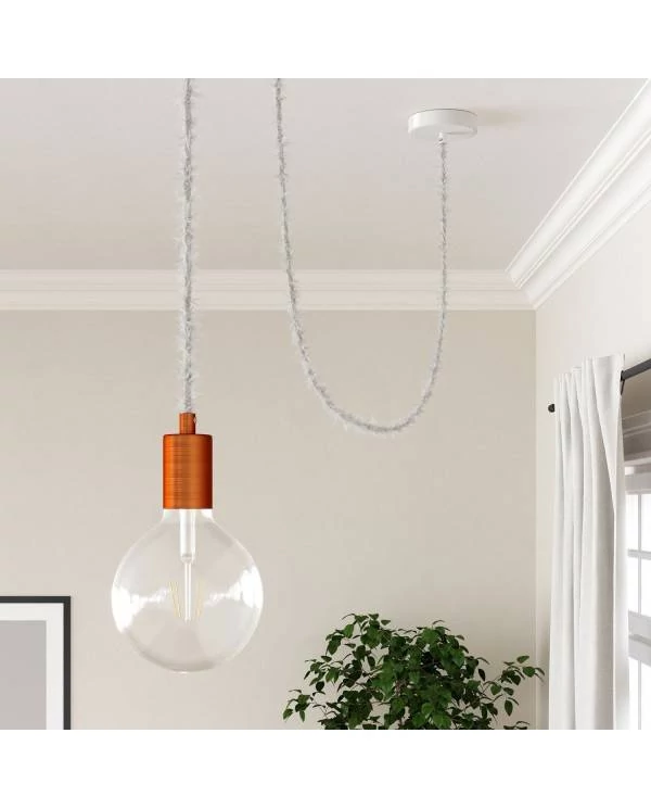 Cable eléctrico trenzado efecto peludo blanco Marlene