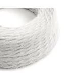 Cable eléctrico trenzado Marlene revestido en tejido efecto Furry Blanco TP01