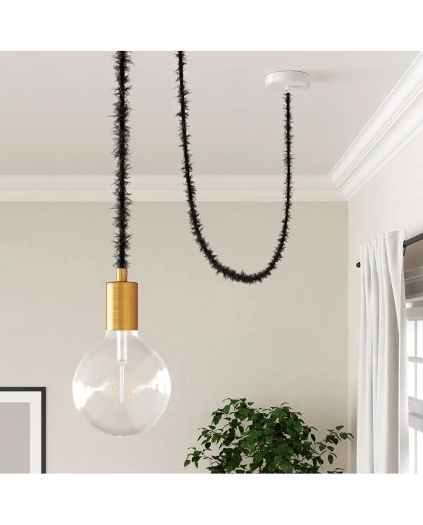 Cable eléctrico trenzado efecto peludo negro Marlene