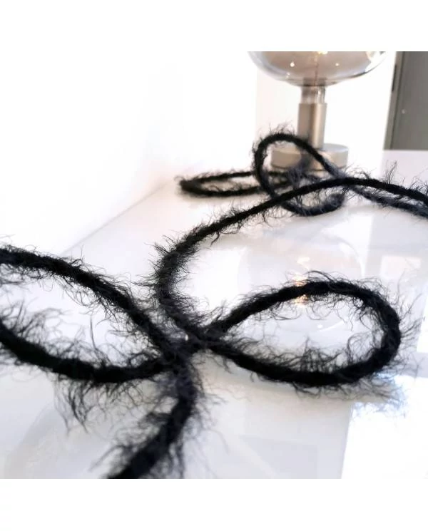 Cable eléctrico trenzado efecto peludo negro Marlene