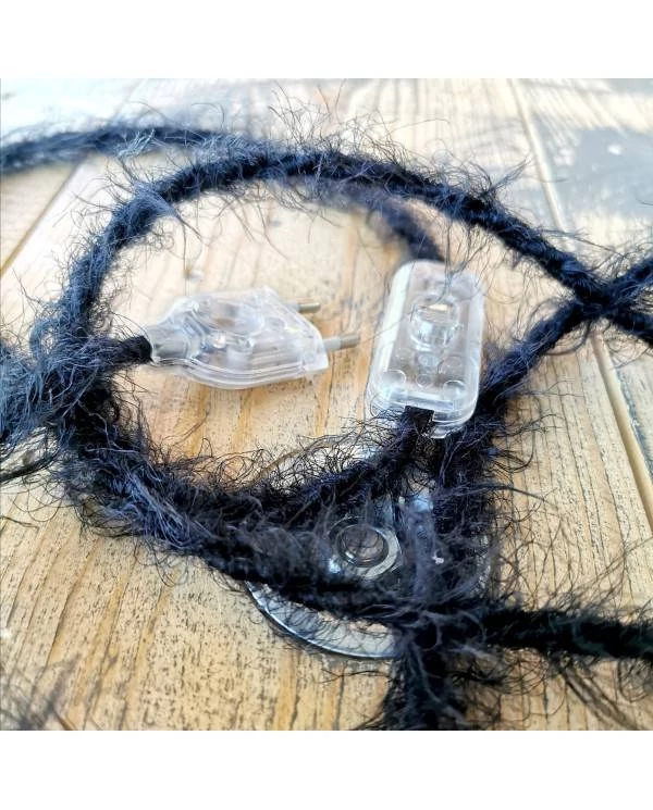 Cable eléctrico trenzado efecto peludo negro Marlene