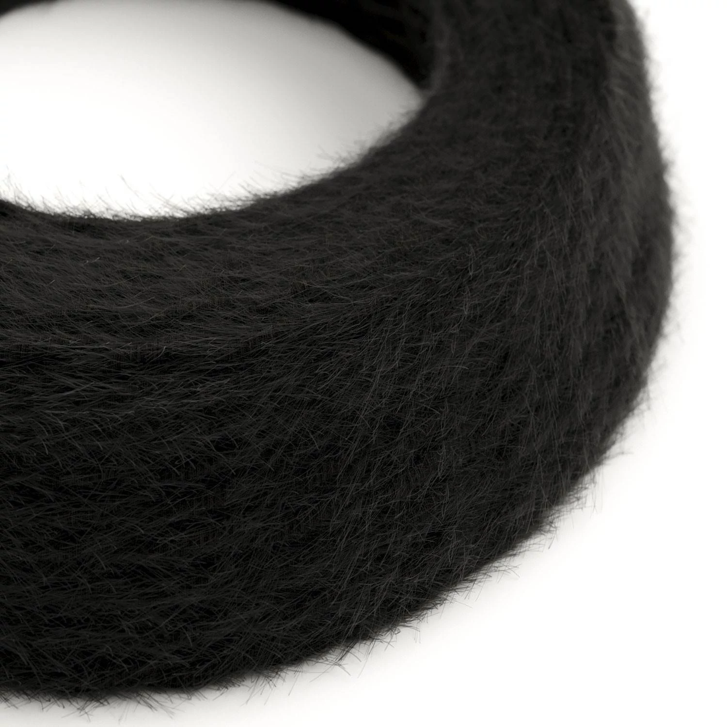 Cable eléctrico trenzado efecto peludo negro Marlene