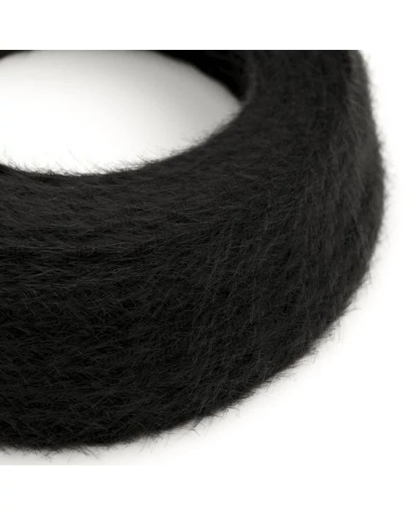Cable eléctrico trenzado efecto peludo negro Marlene