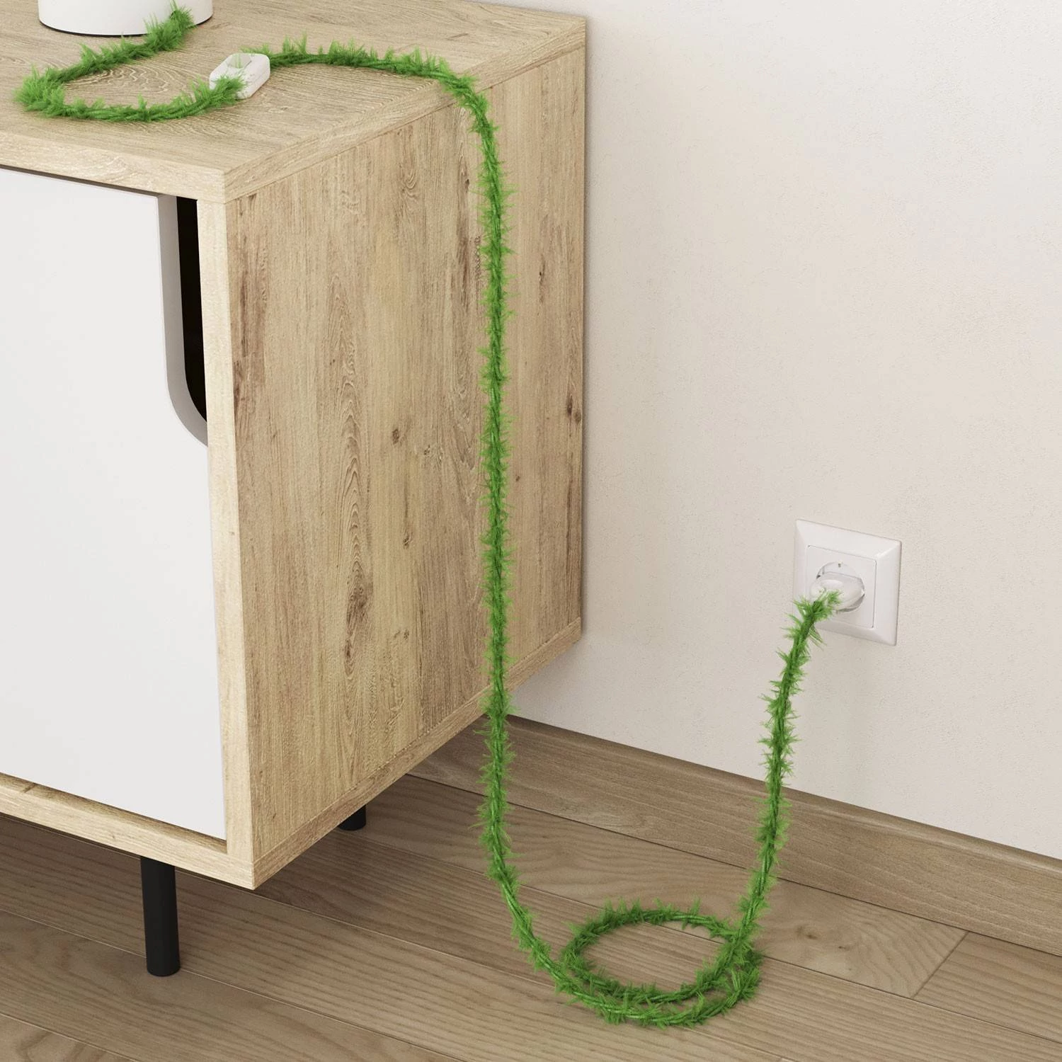 Cable eléctrico trenzado efecto peludo verde Marlene