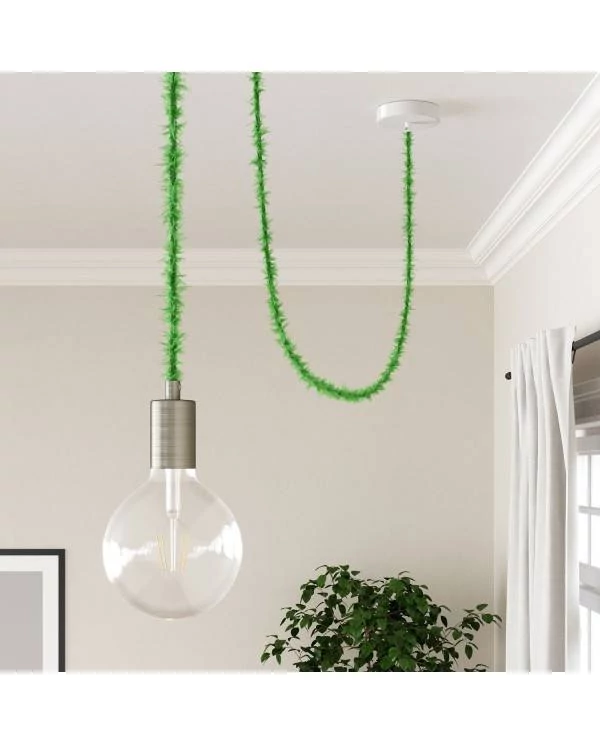 Cable eléctrico trenzado efecto peludo verde Marlene