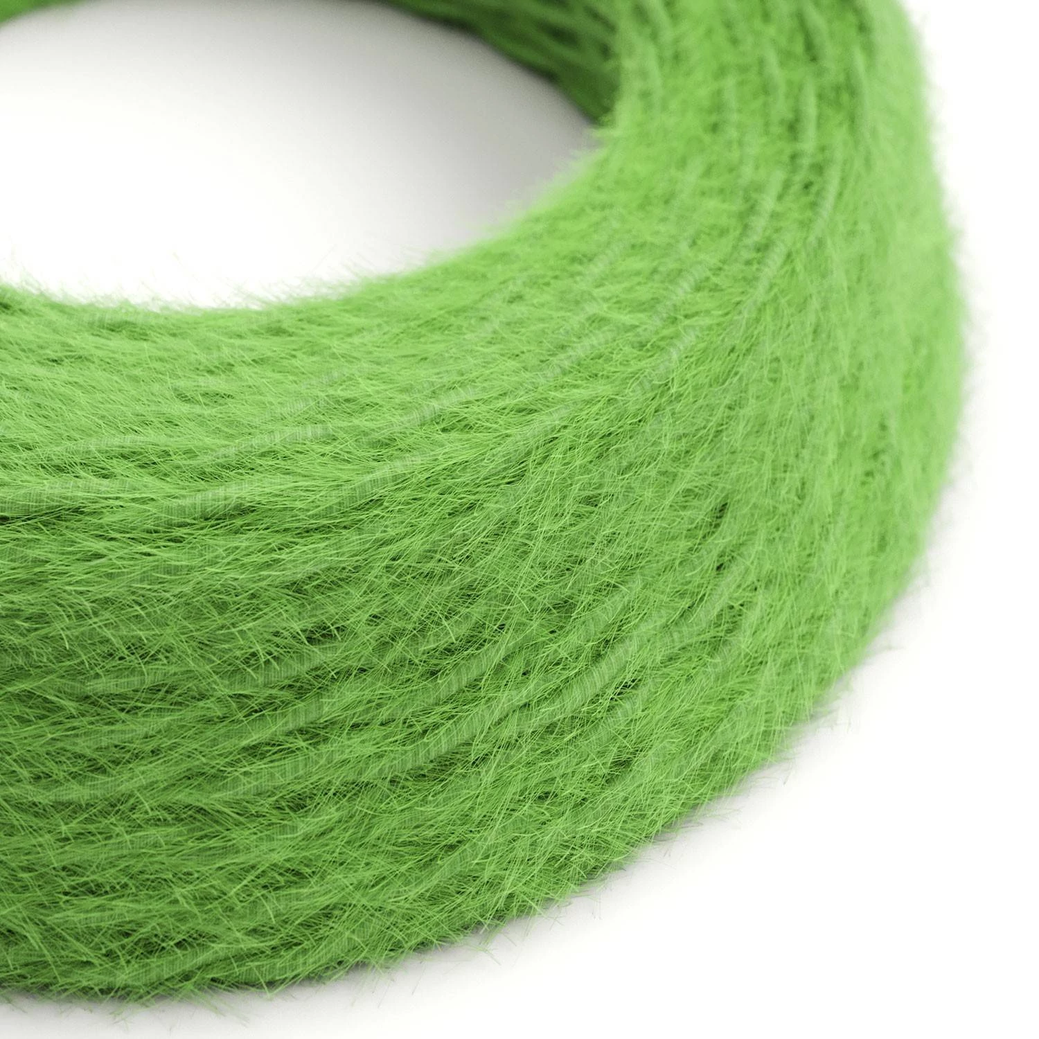 Cable eléctrico trenzado efecto peludo verde Marlene