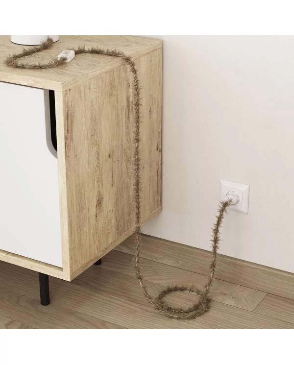 Cable eléctrico trenzado efecto peludo beige Marlene